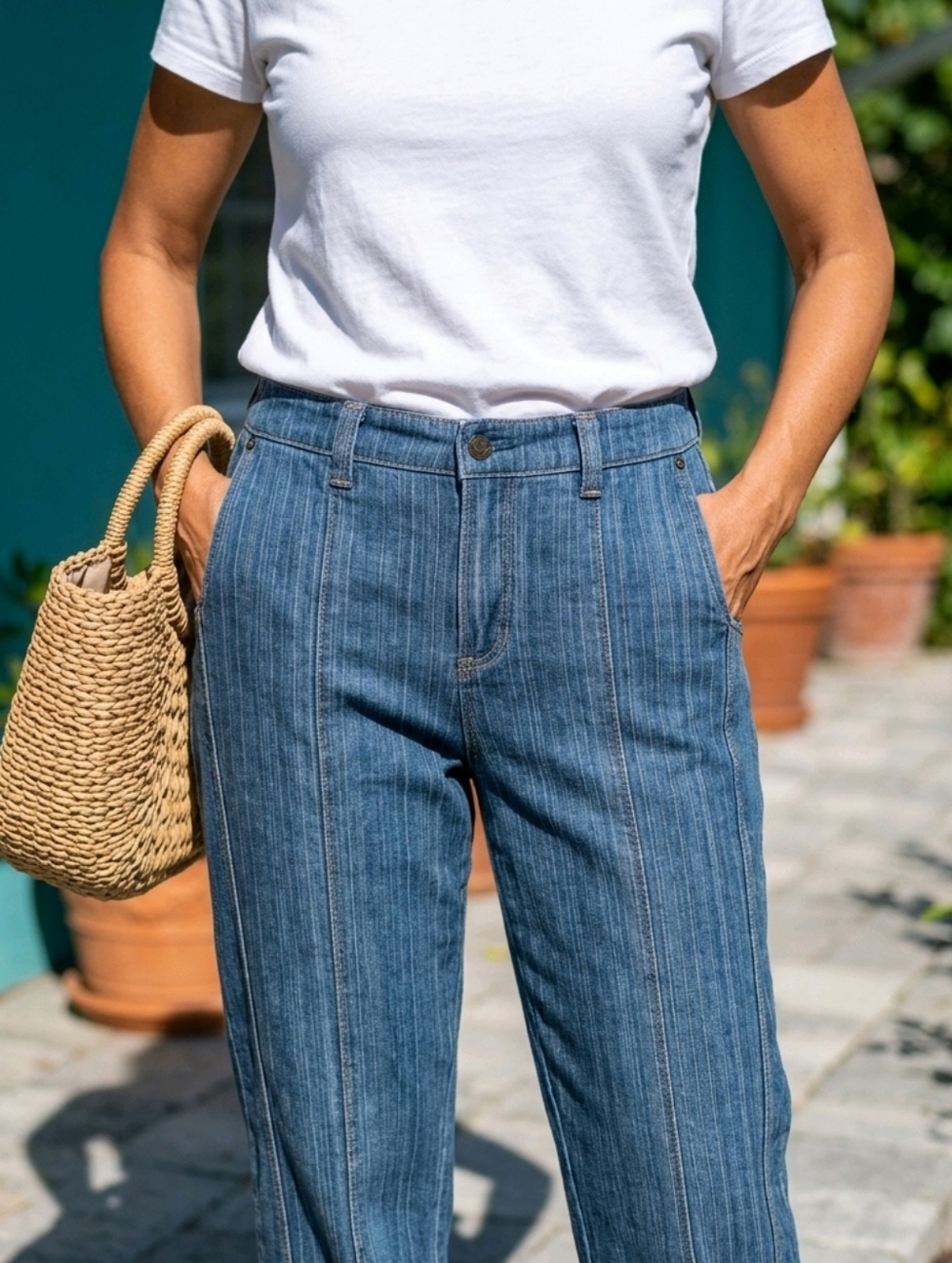 French Dressing Olivia Pintuck Wide-Leg denim pants Size 6 - Picture 3 of 11